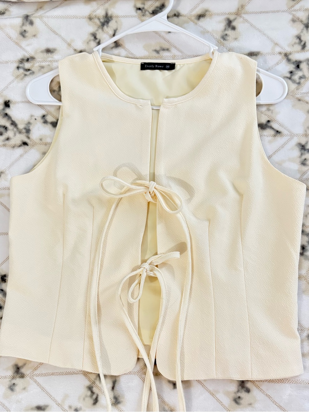 Everly Pale Cream Tie-Front Sleeveless Camisole